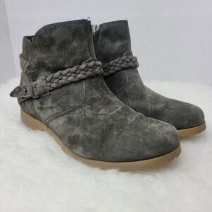 Teva Delavina Womens Green Suede Ankle Boots Booties Size 6